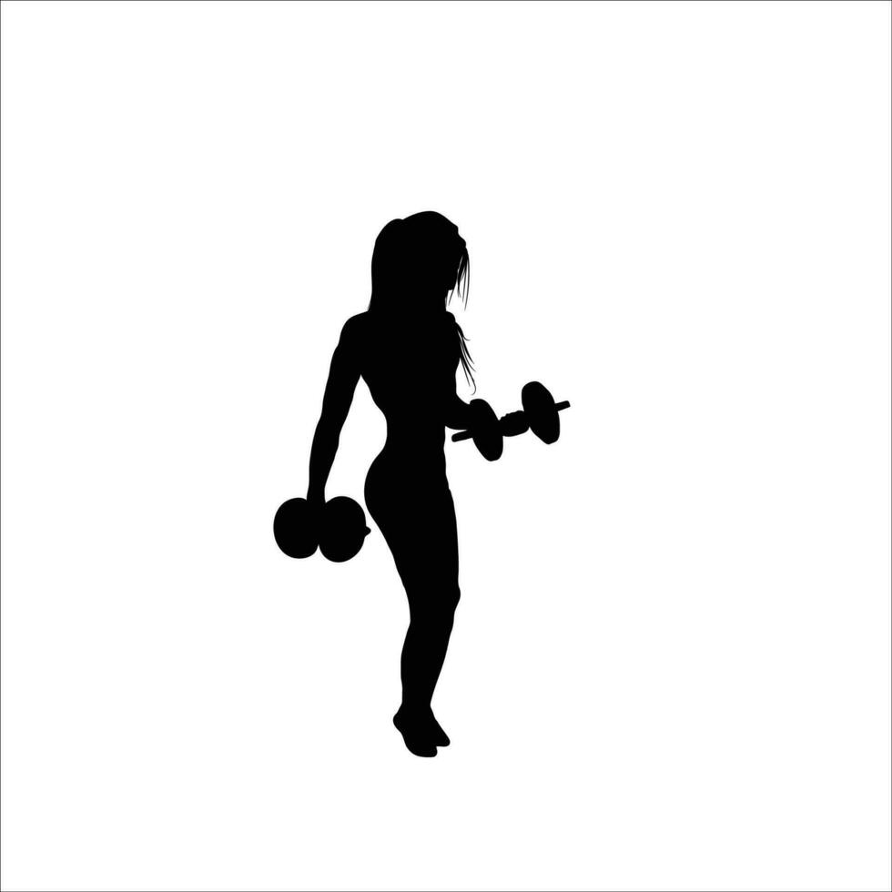 Girll gymming silhouette vector