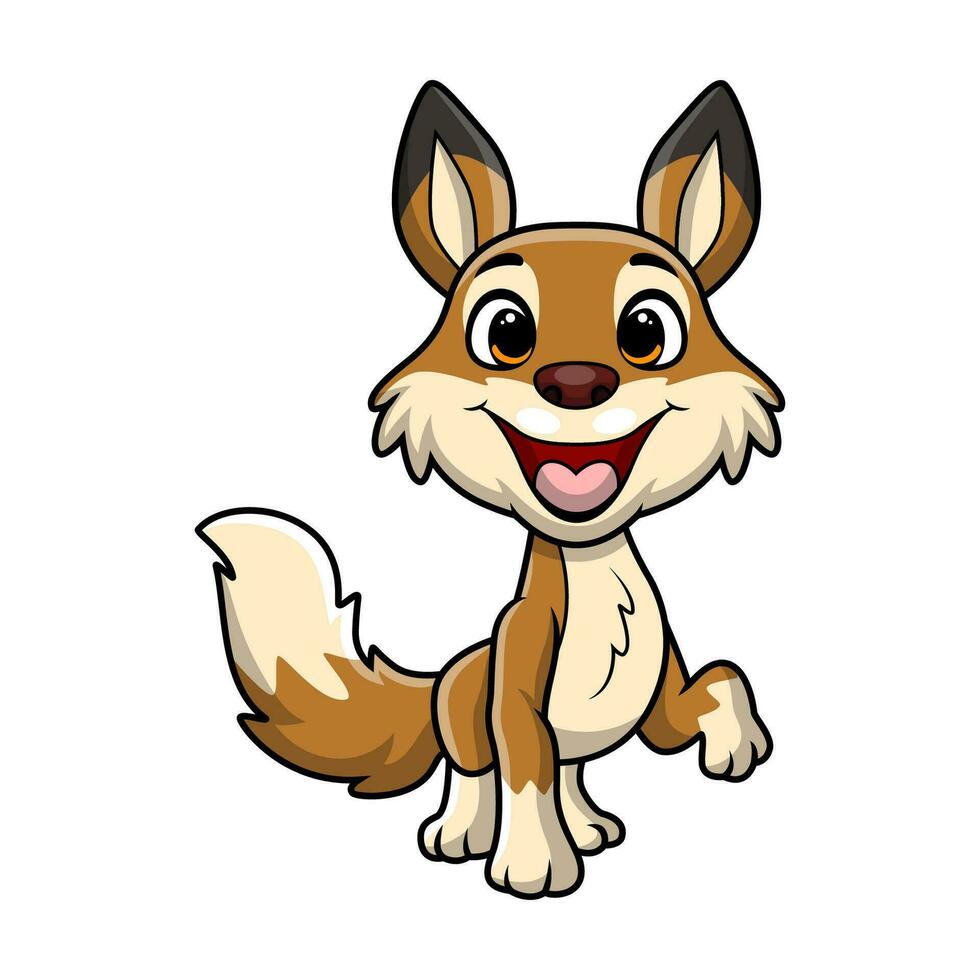 Cute coyote cartoon on white background vector