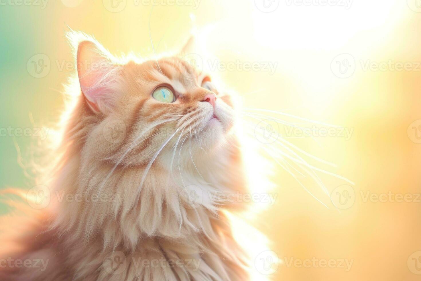 Close-up of cute cat gazing at something with beautiful bokeh background, Generative AI photo