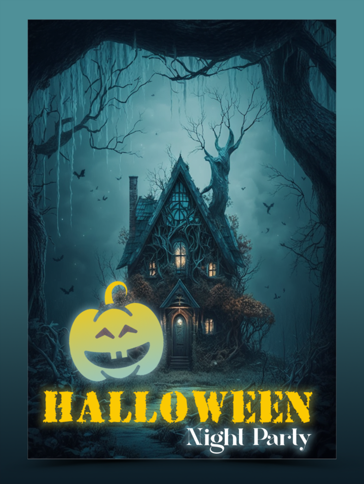 Happy Halloween party poster psd template design