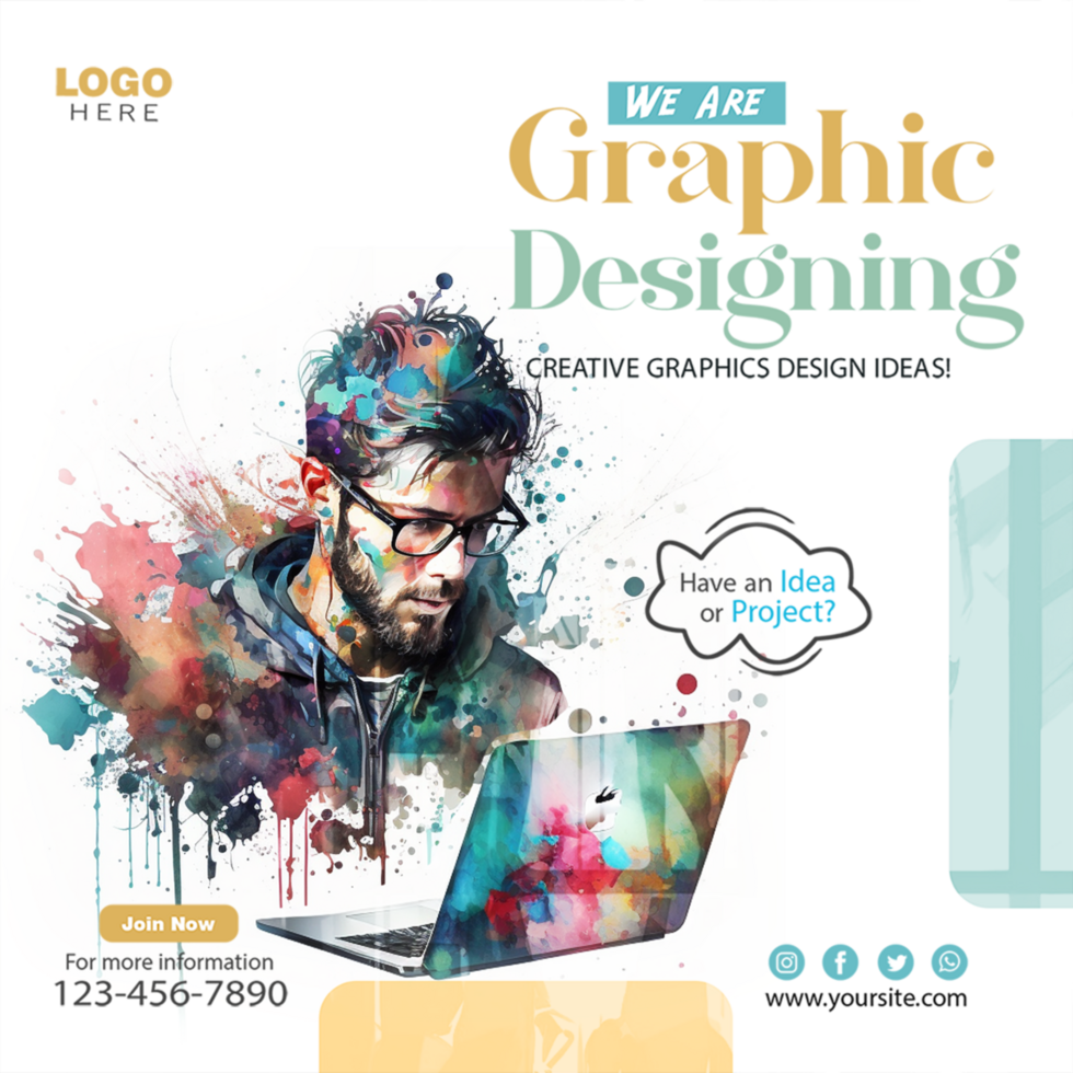 Graphic Designer Agency Social Media Post PSD Template for free