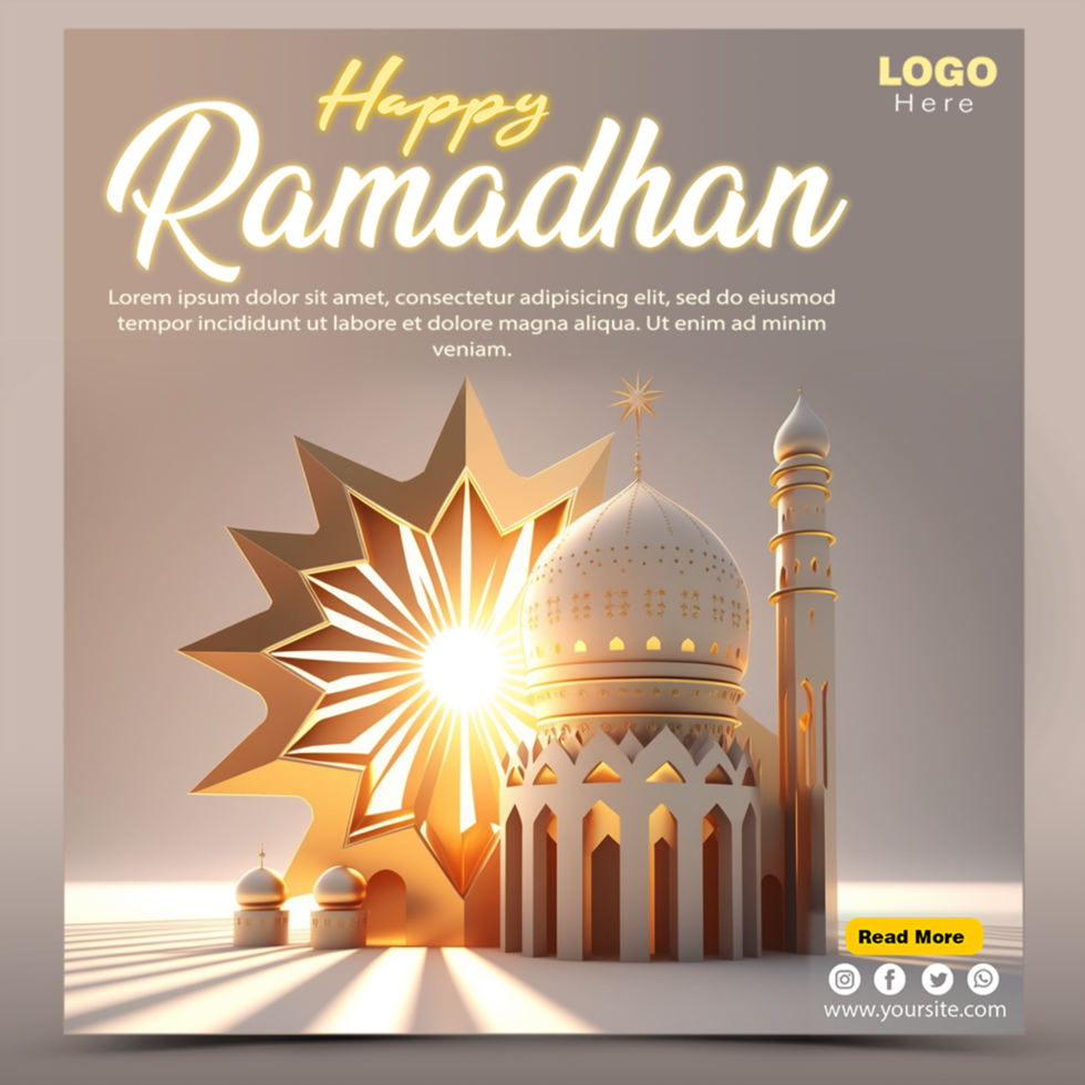 Happy ramadan islamic month social media post template psd