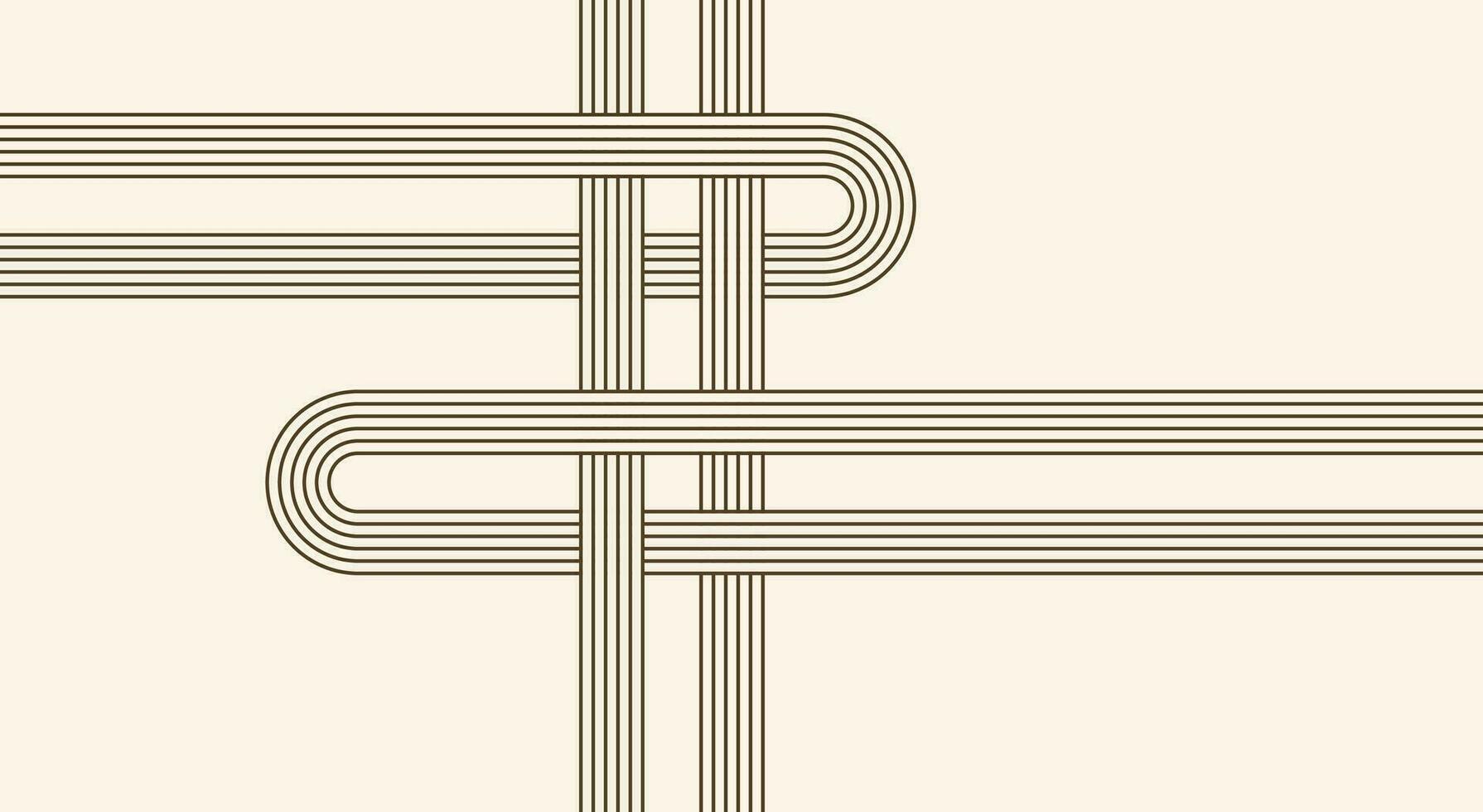 Abstract drawing of curved parallel lines in boho style. Arched design. Trendy vector background.