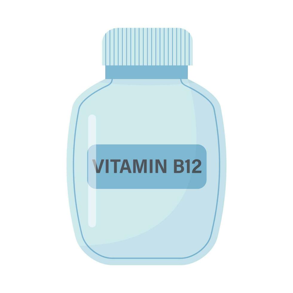 medicina botella vitamina b12. sano inmune sistema, sano estilo de vida concepto. vector