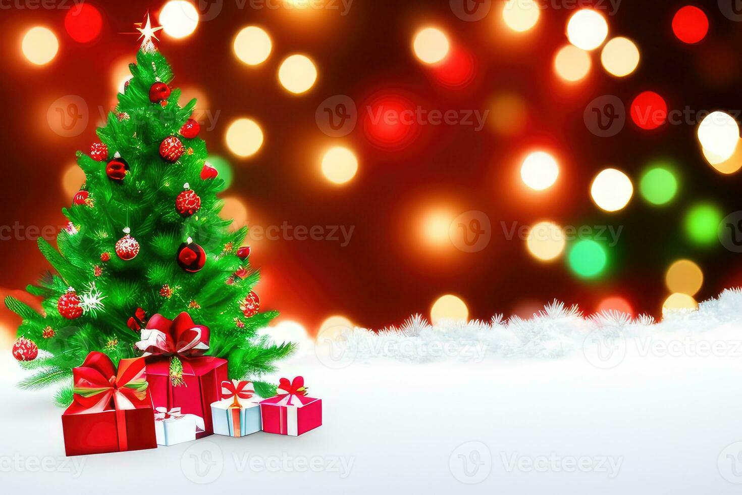 Festive Christmas Tree Background AI Generative photo