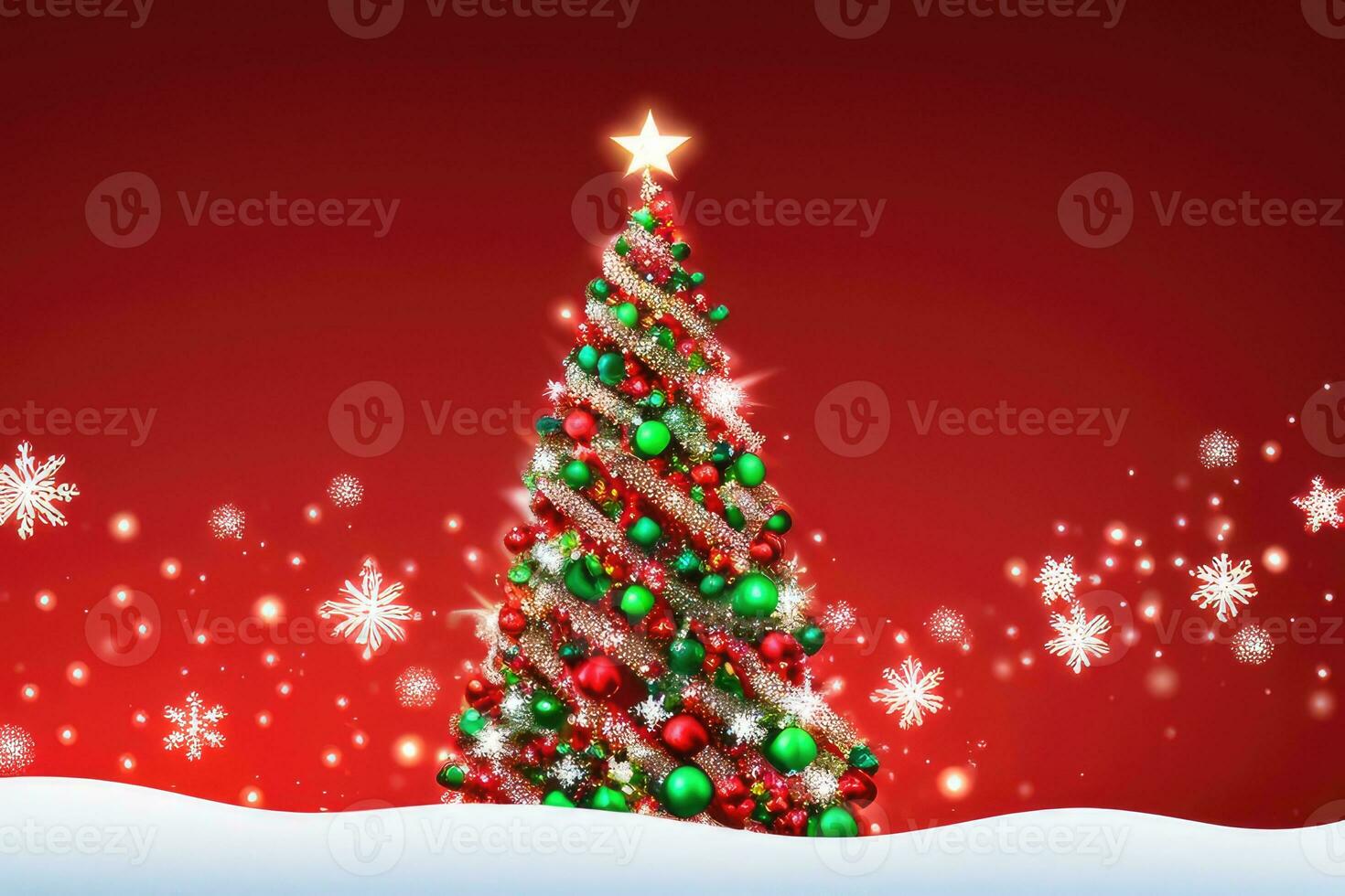 Festive Christmas Tree Background AI Generative photo