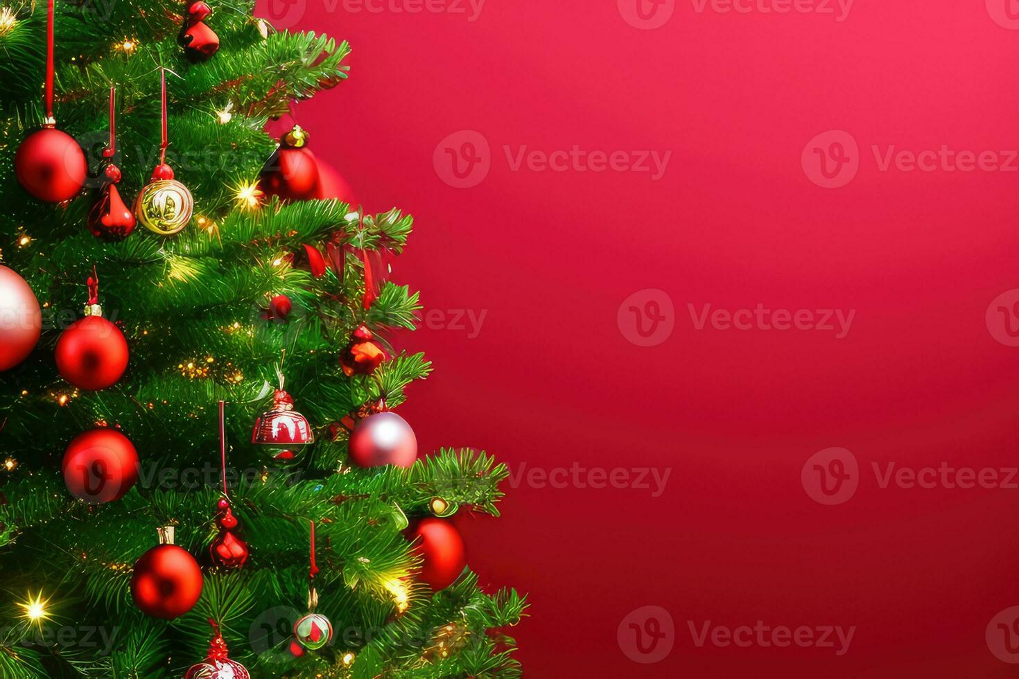 Festive Christmas Tree Background AI Generative photo