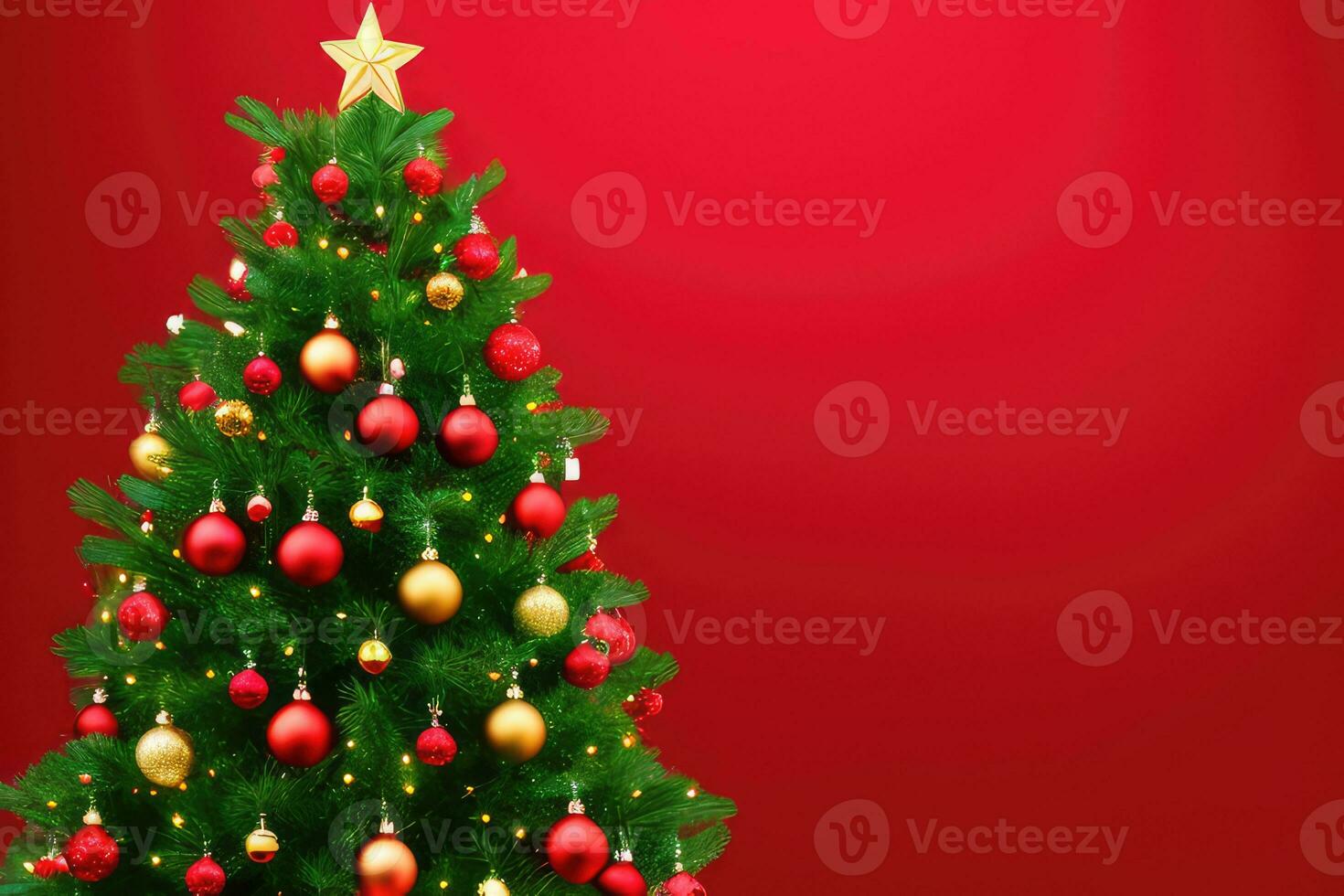 Festive Christmas Tree Background AI Generative photo