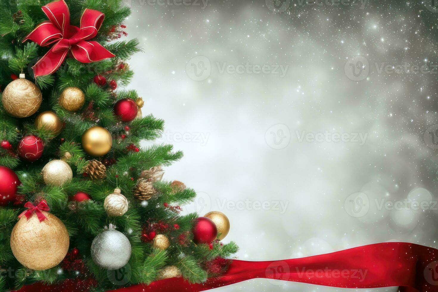 Festive Christmas Tree Background AI Generative photo