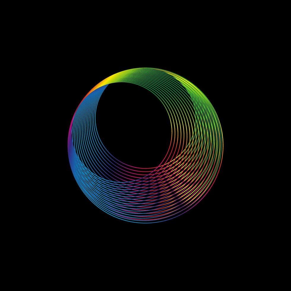 Sound wave, equalizer rainbow color gradient. Modern future technology. Vector geometric abstract element isolated on black background