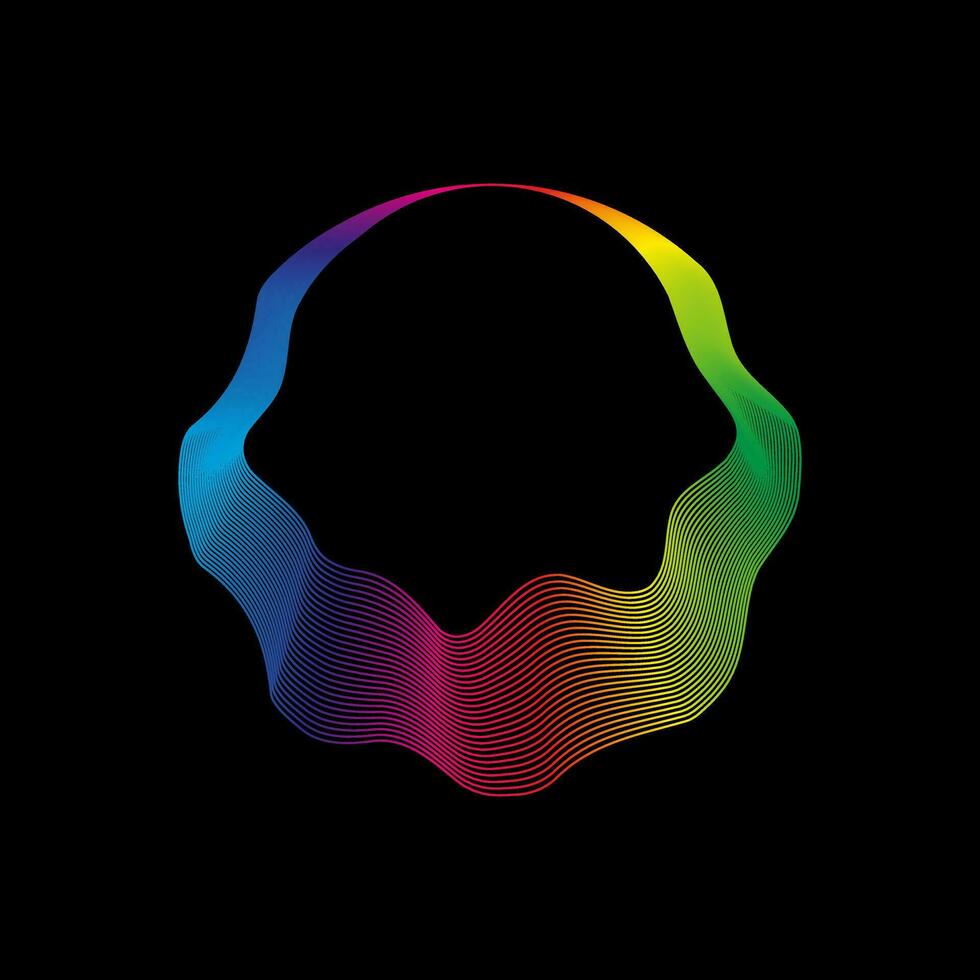 Sound wave, equalizer rainbow color gradient. Modern future technology. Vector geometric abstract element isolated on black background