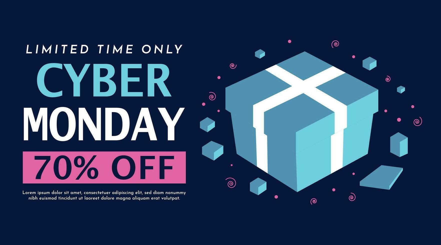 neon cyber monday landscape banner poster ad social media post layout template design vector