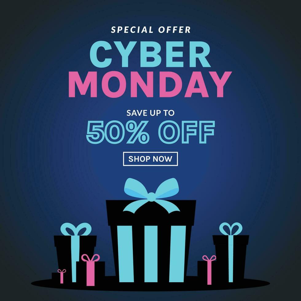 cyber monday neon banner flyer ads shopping sale social media template layout vector design