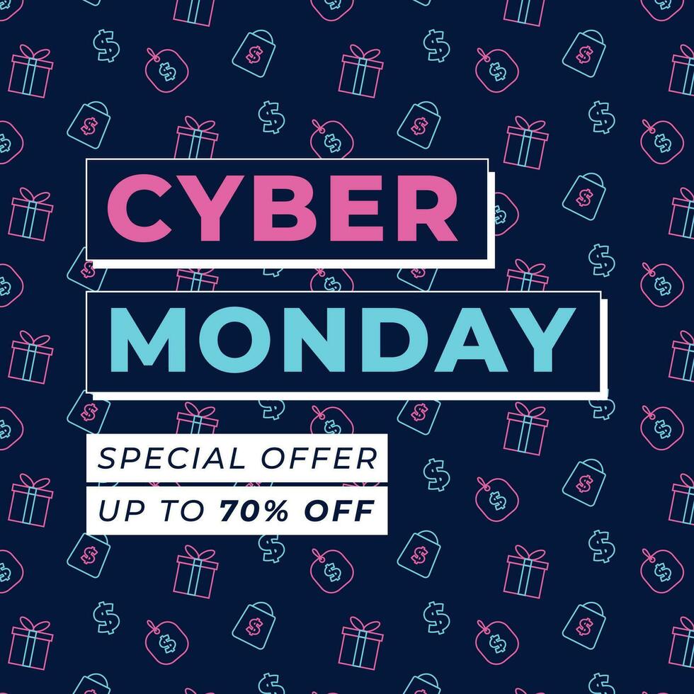cyber monday neon banner flyer shopping sale social media ads layout template vector designs