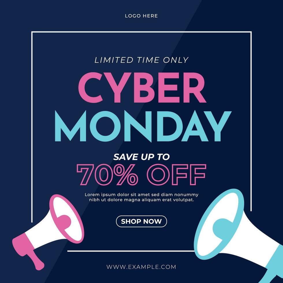 cyber monday neon banner flyer shopping sale social media ads template layout vector design