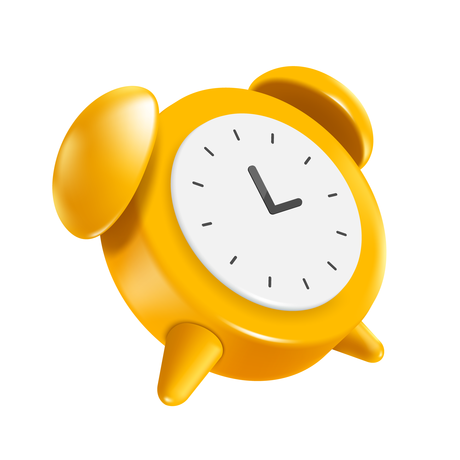 Yellow alarm clock in diagonal view on transparent background 33884923 PNG