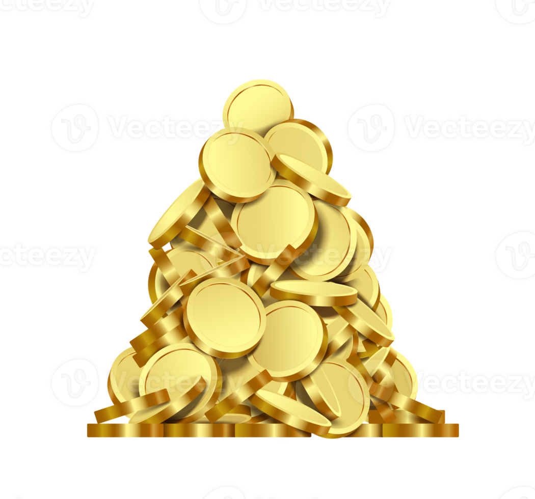 Gold coins or dollars coins stacked on top of each other Or put them in a row so that they are taller on transparent background png