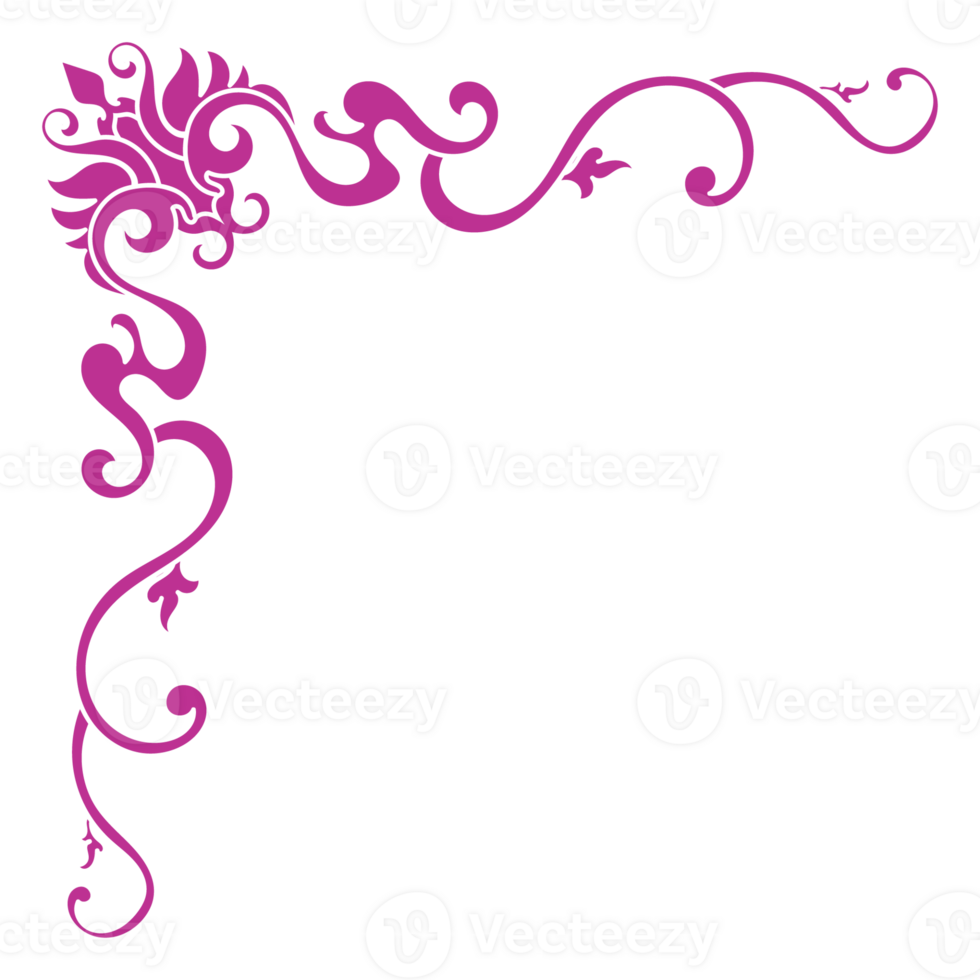 Pink vintage corner, thin line Victorian Middle Ages Fancy black monogram frames, design elements collection, abstract icons, simple symbols of flowers. png