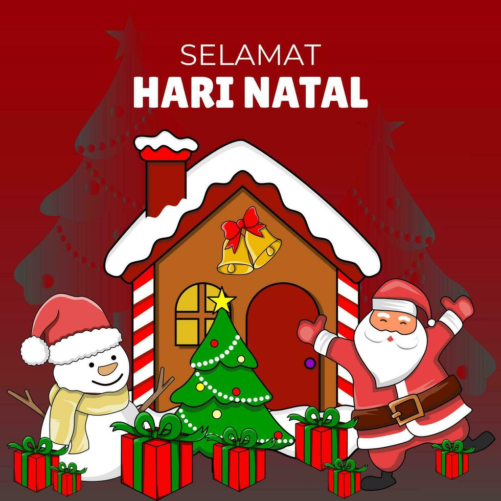 selamat hari natal, merry Christmas. greeting card, poster vector