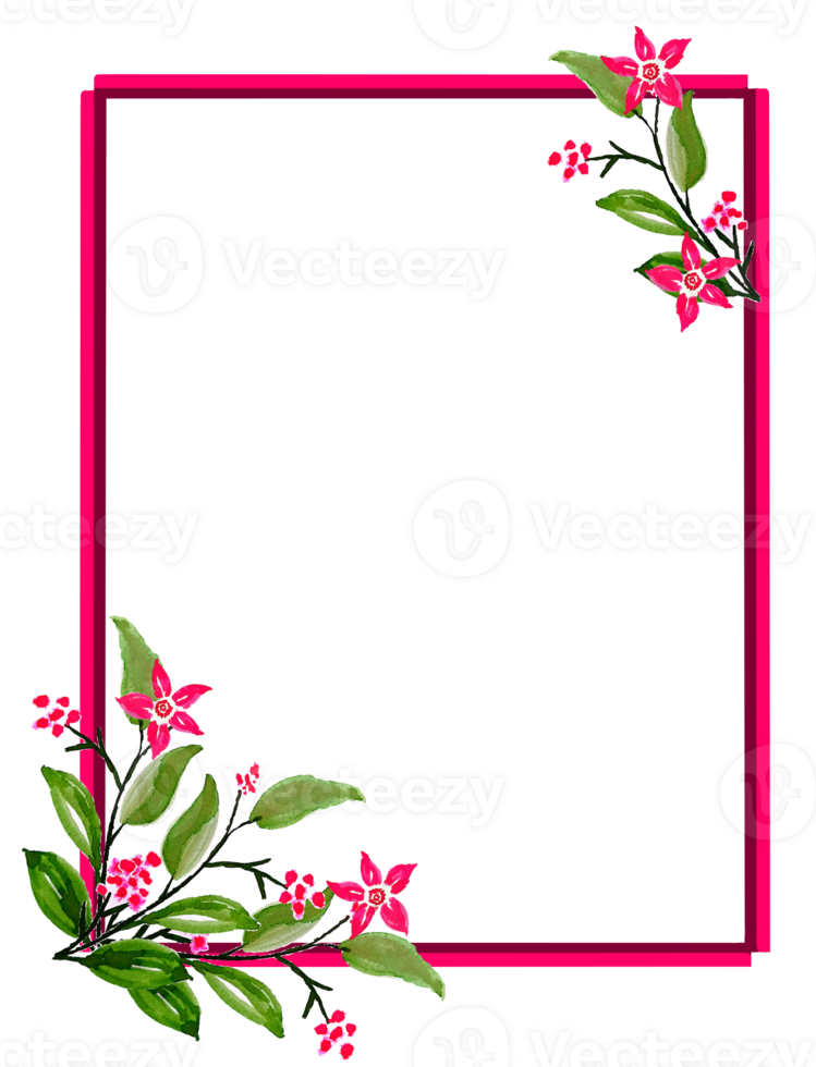 Watercolor flower frame clipart. Floral border illustration hand drawn png