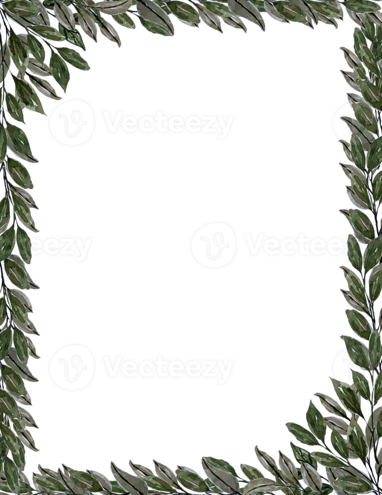 vattenfärg löv ram ClipArt. rektangel gräns hand ritade. png