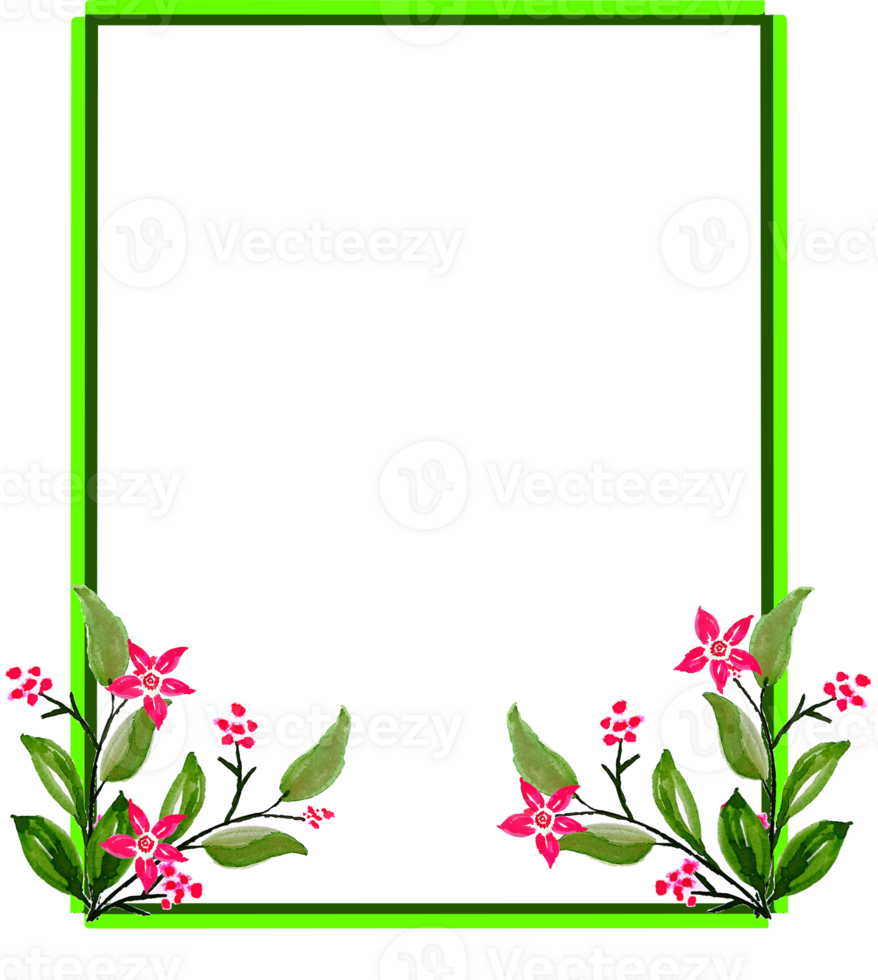 watercolor floral frame clipart. Flower border illustration hand drawn png