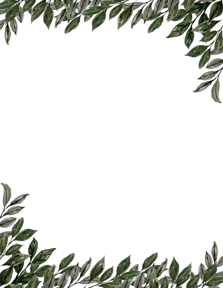 aquarelle feuilles Cadre illustration main tiré png