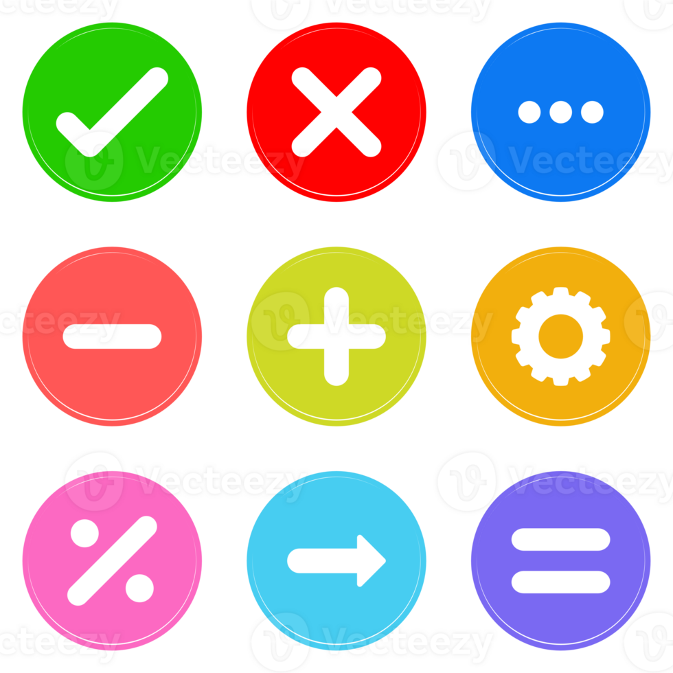 Mathematics wrong correct divide sign circle icon set colors png