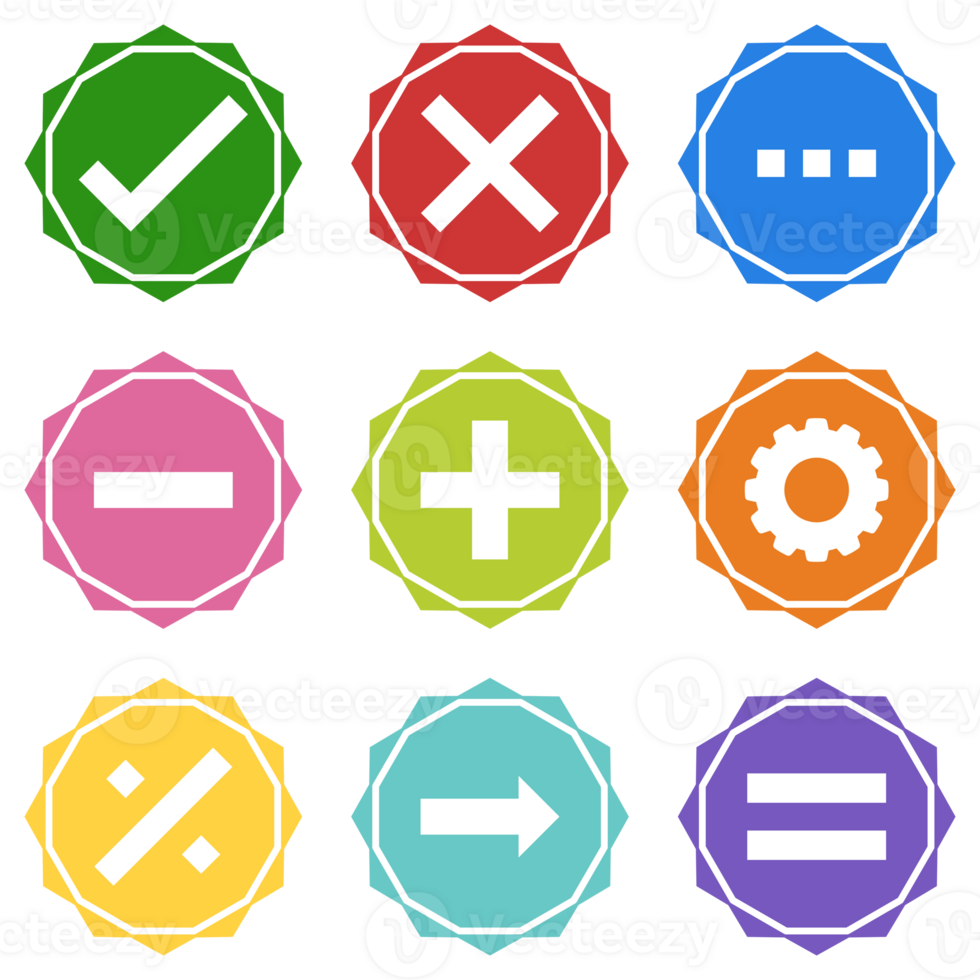 Mathematics right wrong correct customize zigzag star icon set png