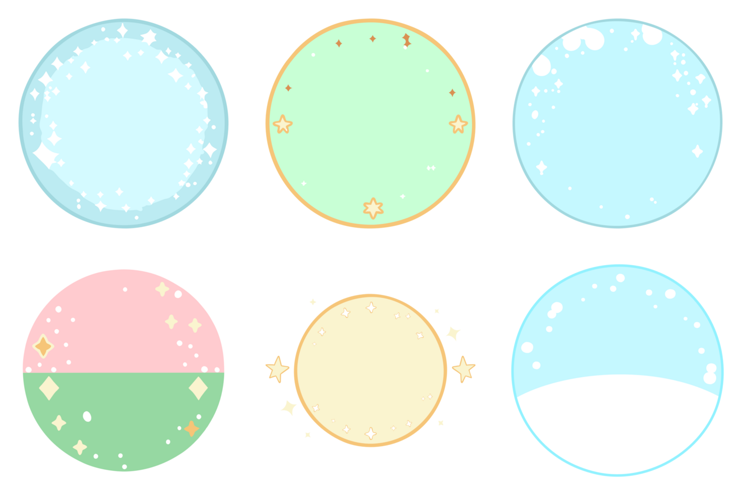 Christmas Snow Star Circle Border Frame Set Round Backgrounds AI Generative png
