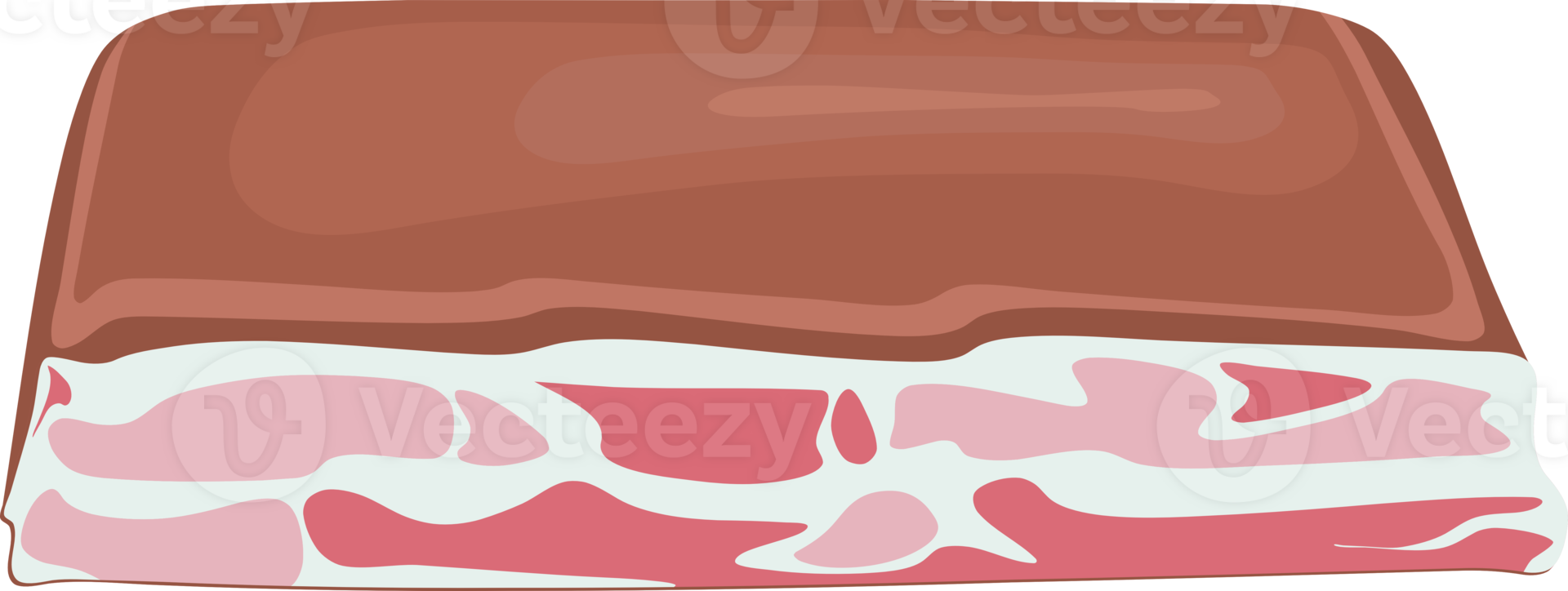 Smoked bacon raw big piece flat design png