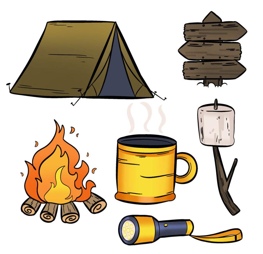 Camping clipart set png