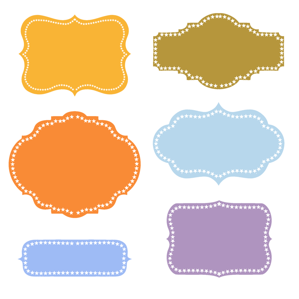 Set of labels frame paper illustrations of various shapes. png