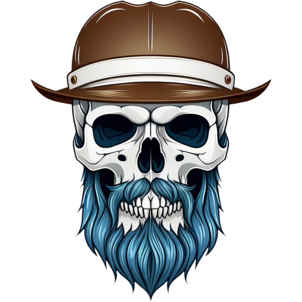 Realistic human skull with beard shirt design. AI Generative png