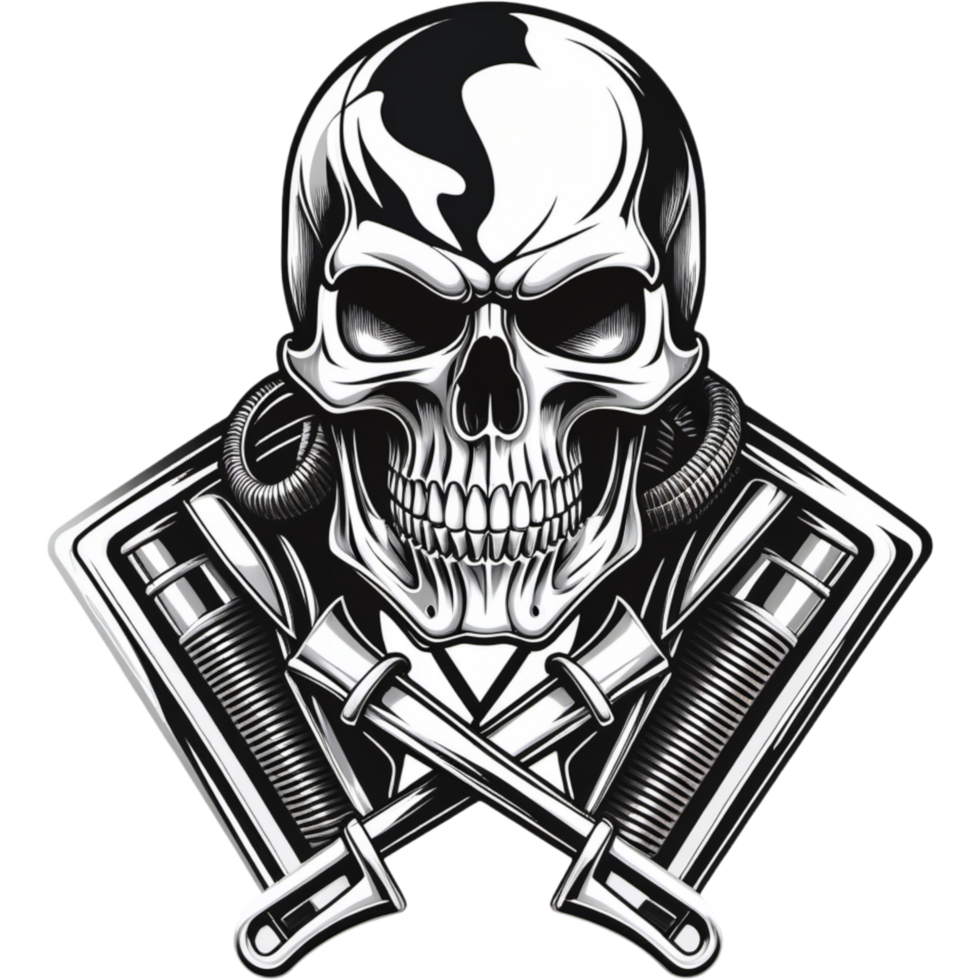 Wild biker skull logo. AI Generative png