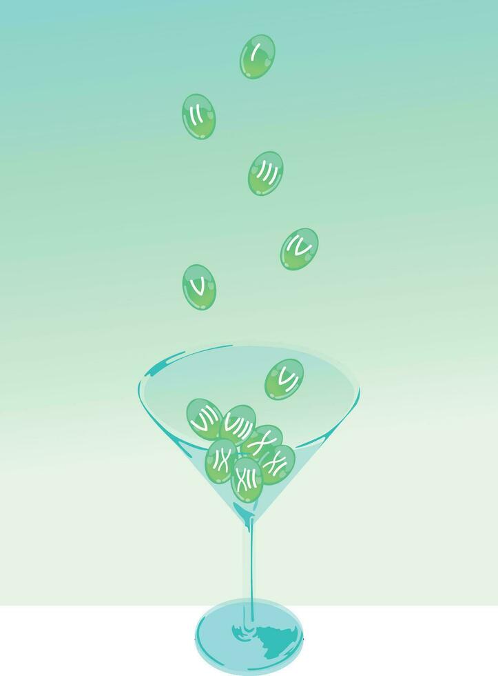 glass cup with twelve grapes of wishes new year tradition vector