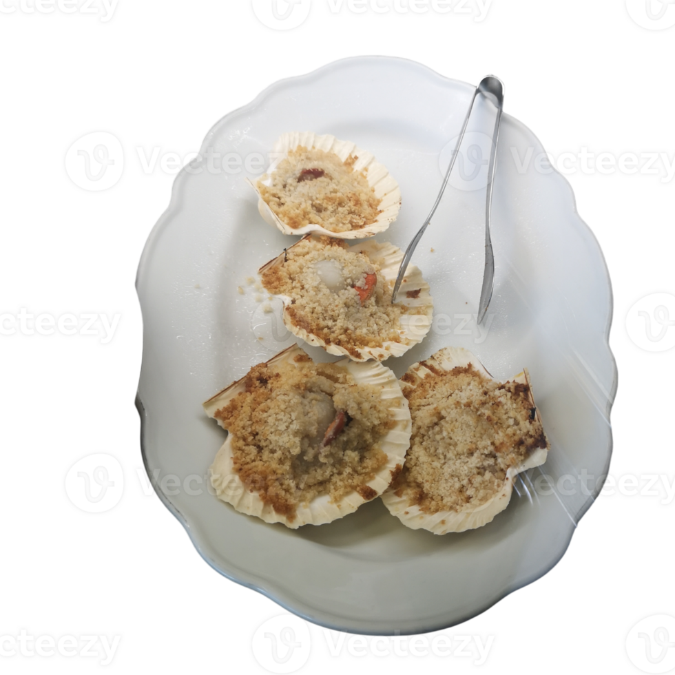 Scallops au gratin dish with shells 33885349 PNG