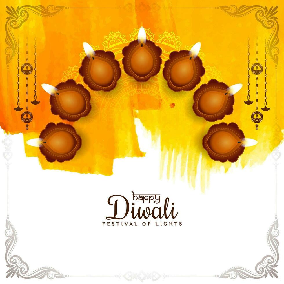 Happy Diwali religious Indian festival decorative background vector