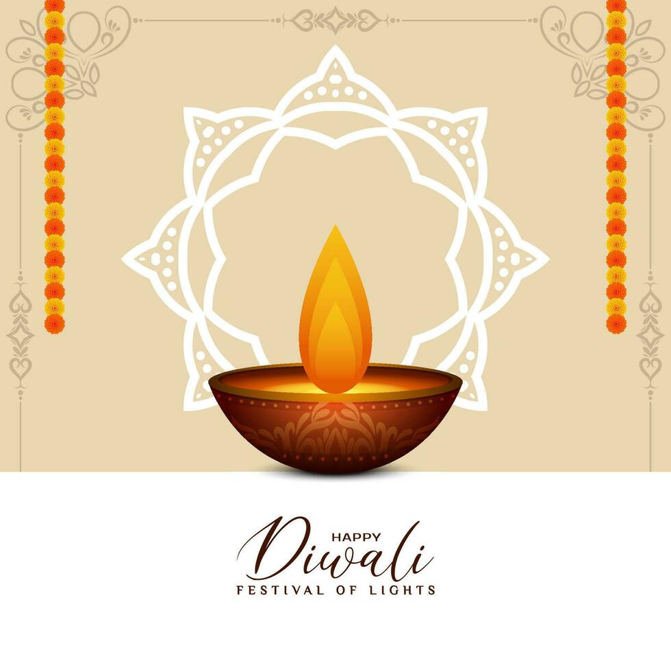 Elegant Happy Diwali Indian festival greeting card background vector