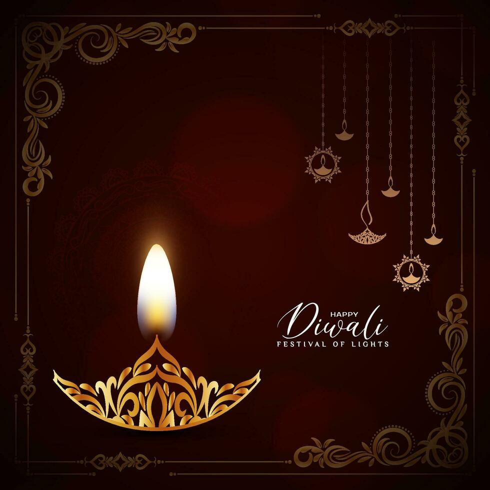 Happy Diwali Indian religious festival elegant background vector