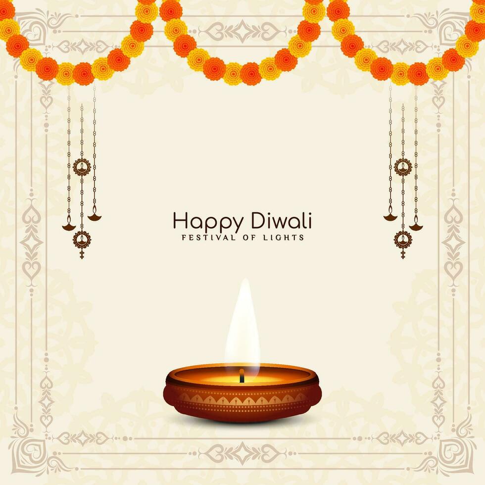 Happy Diwali Indian hindu traditional festival background vector