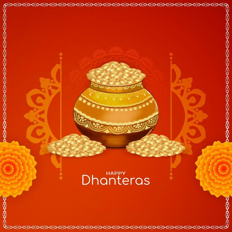 Elegant Happy Dhanteras Indian festival greeting background vector