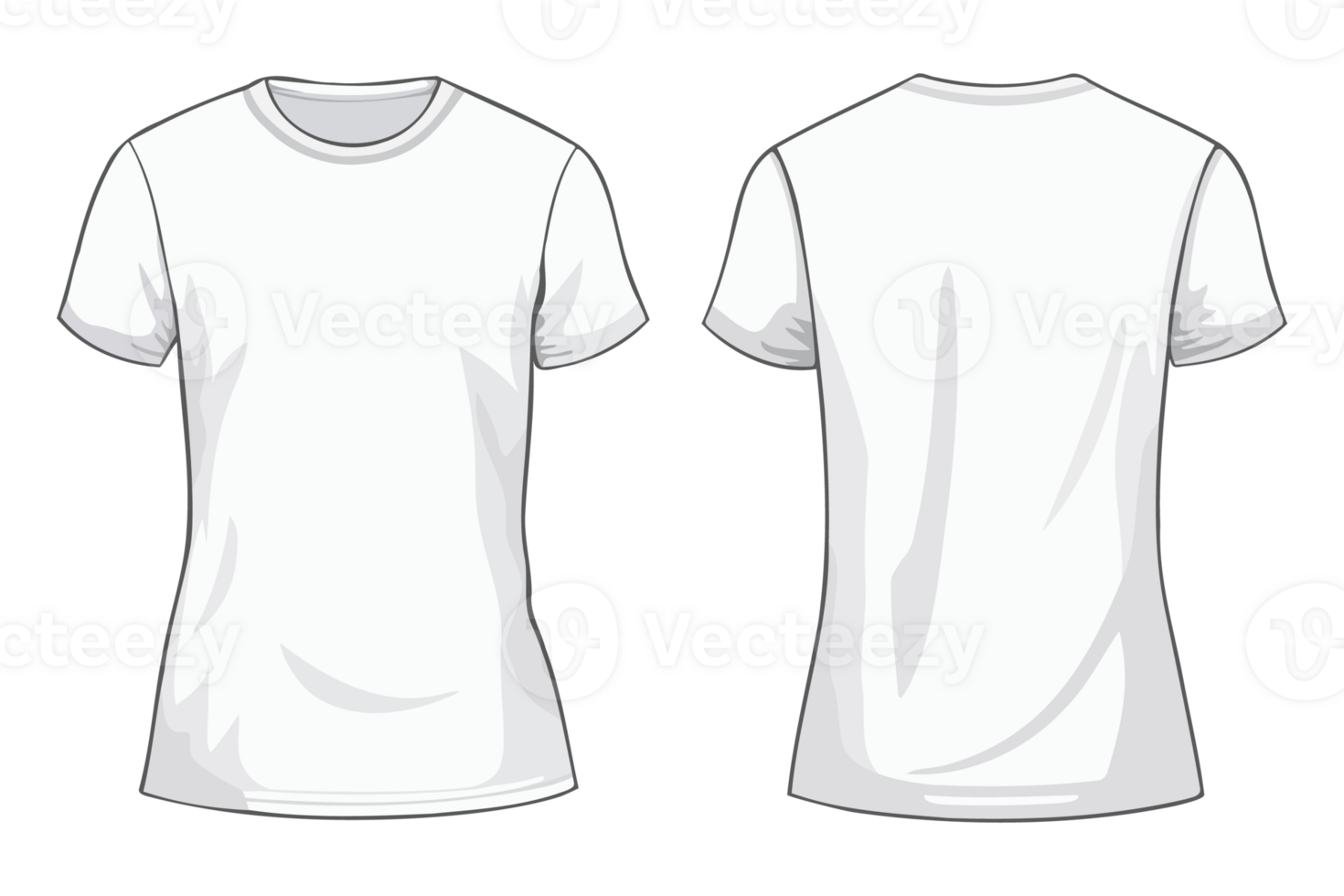 Blank white t-shirt template, front and back 33885603 PNG