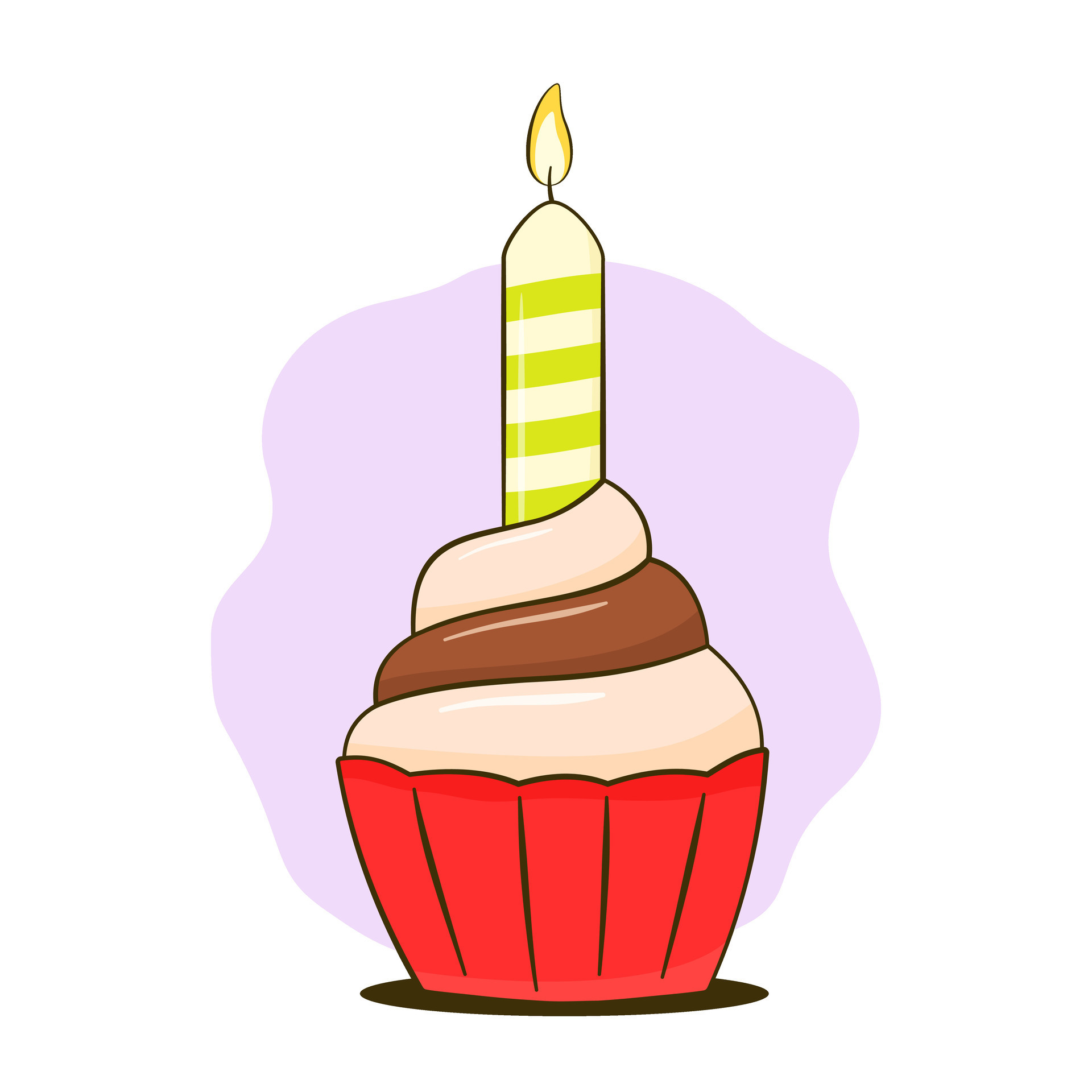 Cupcake with candle 33885824 Vector Art at Vecteezy