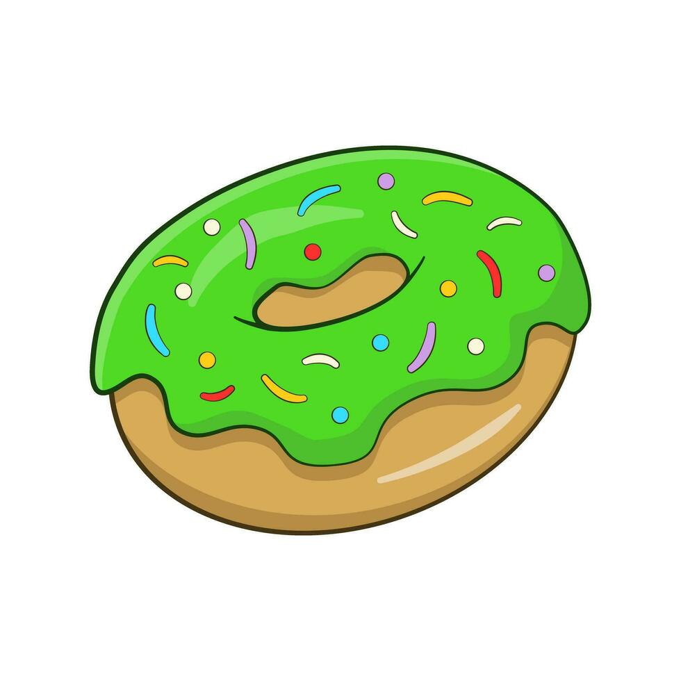 Green donut with sprinkles vector