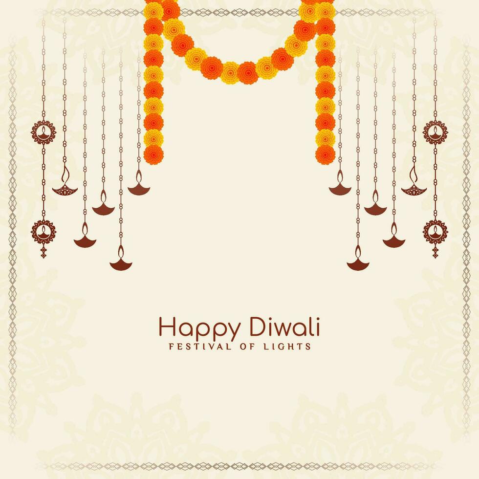 Beautiful Happy Diwali religious Indian festival background vector