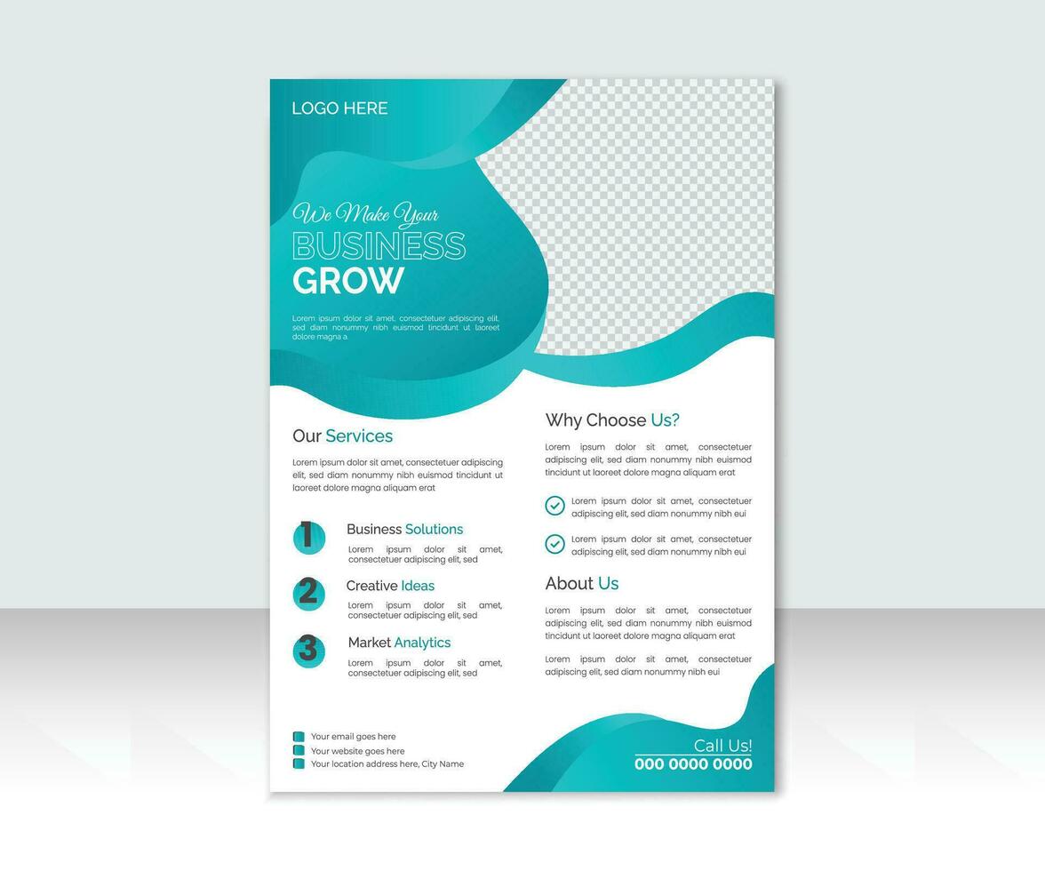 Corporate business flyer design template, professional flyer design, abstract business flyer, vector template design, A4 page.
