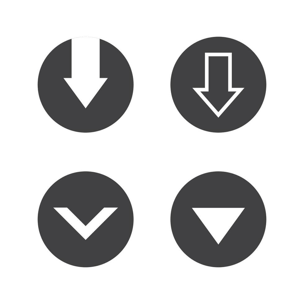 Down arrow icon set isolated vector illustration.