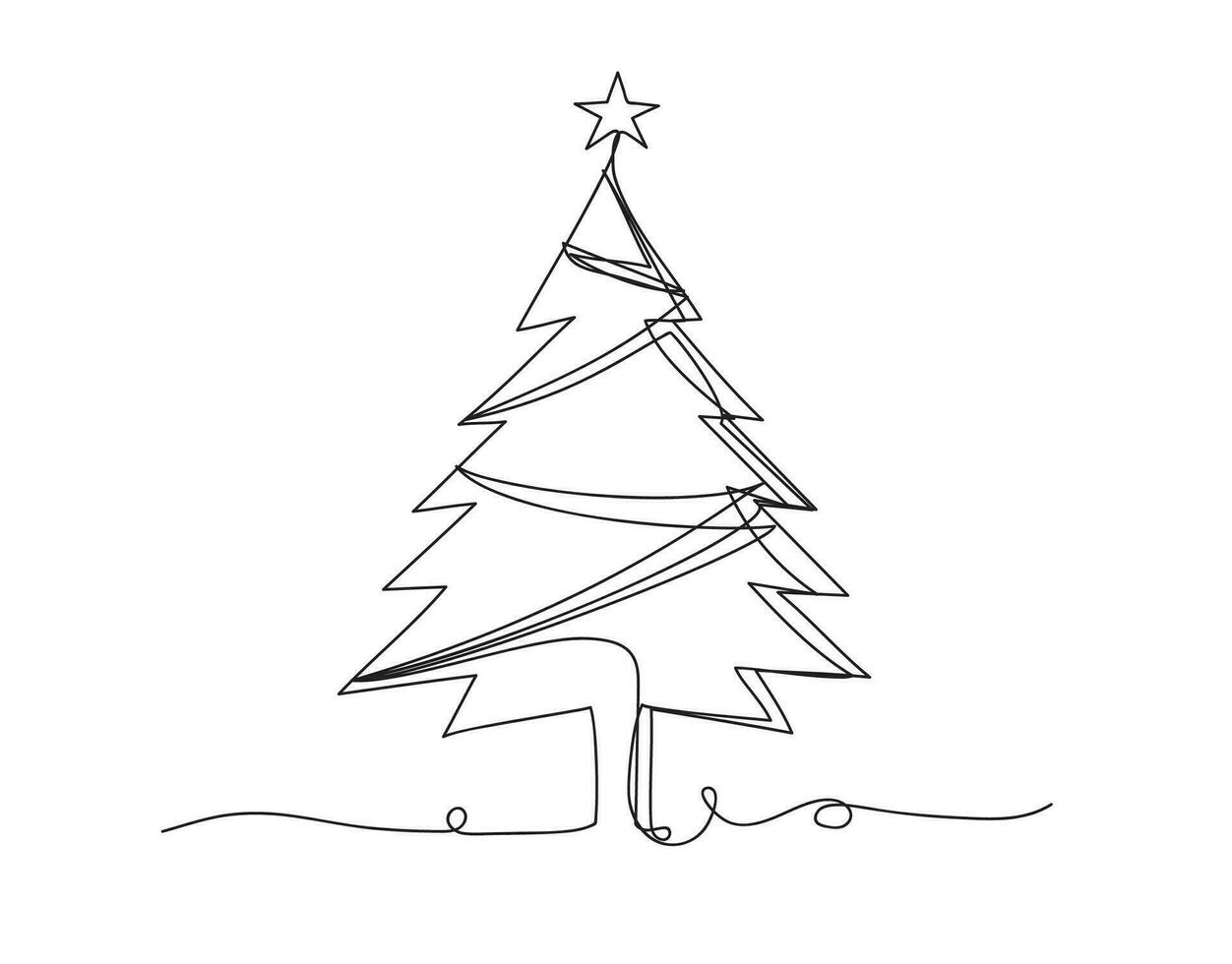 Christmas tree continuous one line icon vector illustration.