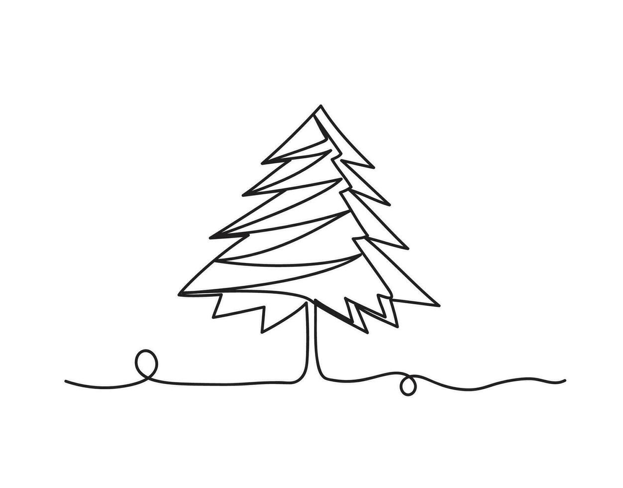 Christmas tree continuous one line icon vector illustration.